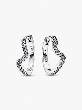 Pandora Sparkling Wave Hoop Earrings